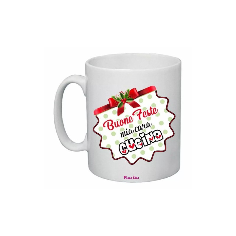 tazza 8x10 ceramica scritta buone feste mia cara cugina natale feste regalo
