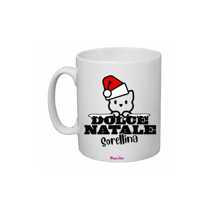 tazza 8x10 ceramica scritta dolce natale sorellina buon natale regalo festa