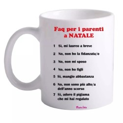 tazza 8x10 ceramica scritta Faq per i parenti regalo idea festa scherzo