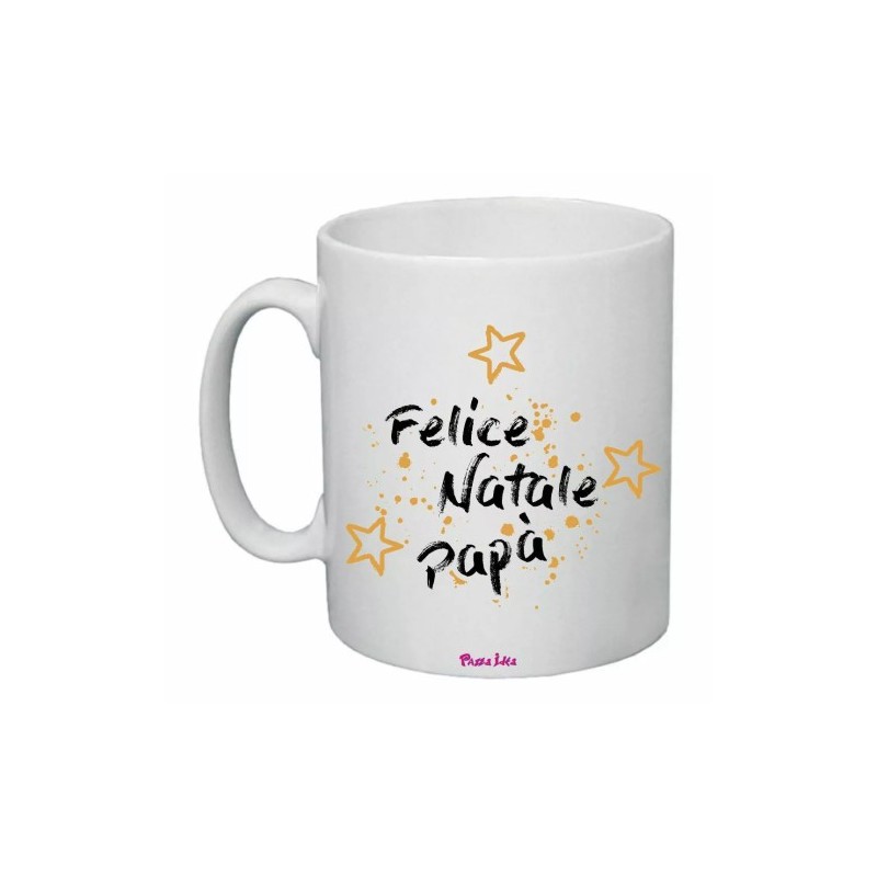 tazza 8x10 ceramica scritta felice natale papa' regalo figlio festa