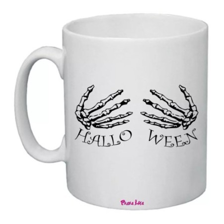 tazza 8x10 ceramica scritta halloween mani scheletro regalo uomo donna