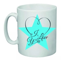 tazza 8x10 ceramica scritta i love you stella azzurra idea regalo san valentino