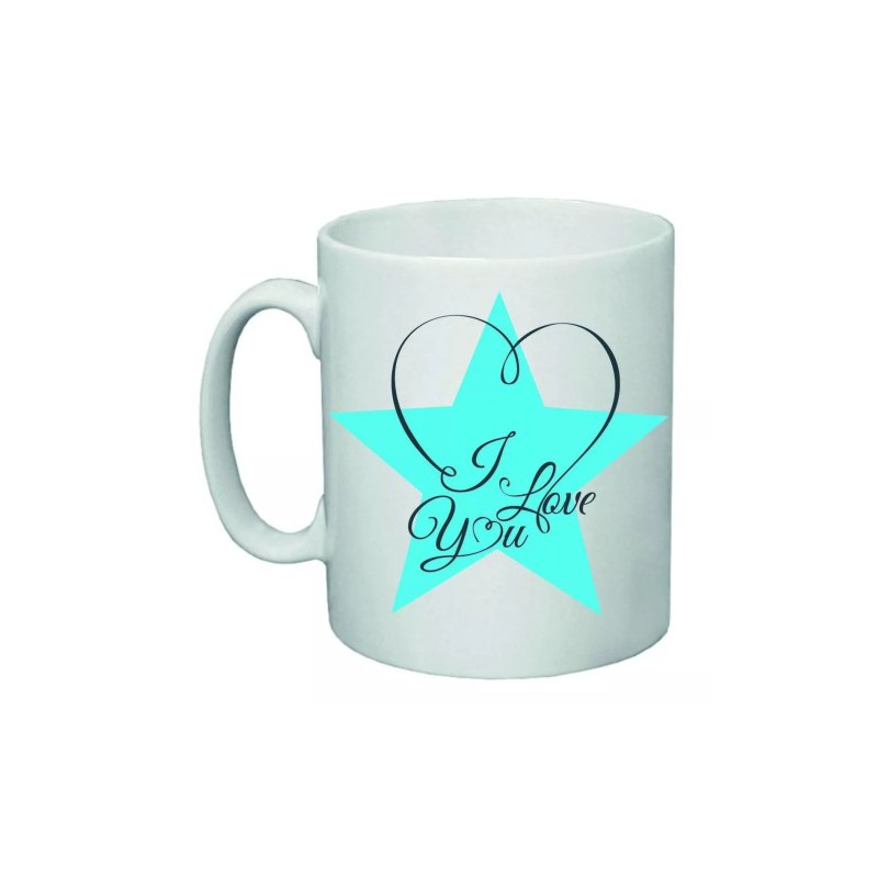 tazza 8x10 ceramica scritta i love you stella azzurra idea regalo san valentino