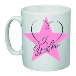 tazza 8x10 ceramica scritta i love you stella rosa idea regalo san valentino
