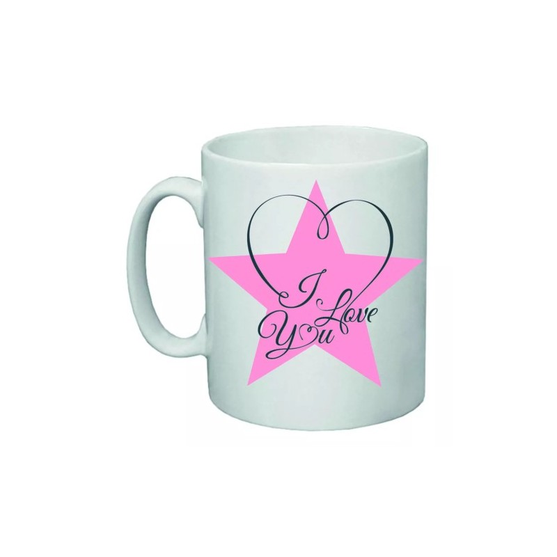 tazza 8x10 ceramica scritta i love you stella rosa idea regalo san valentino