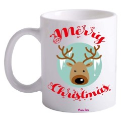 tazza 8x10 ceramica scritta merry christmas renna regalo festa buon natale