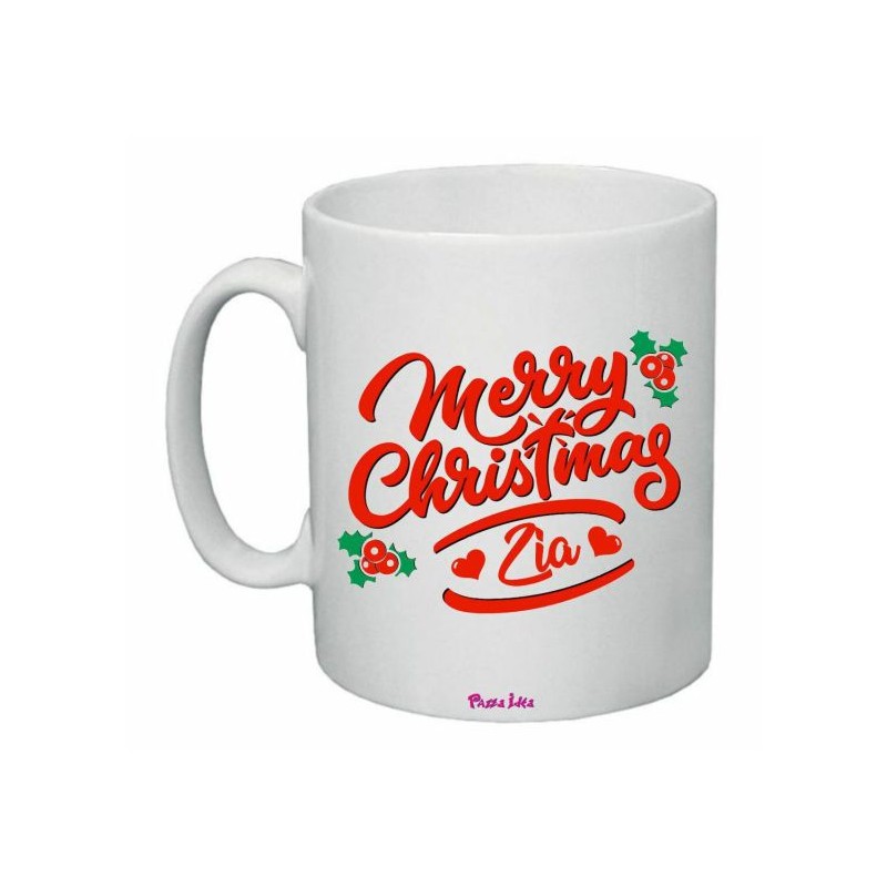 tazza 8x10 ceramica scritta merry christmas zia buon feste regalo nipote natale