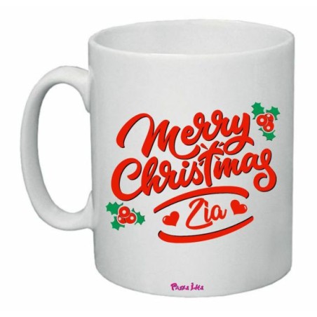 tazza 8x10 ceramica scritta merry christmas zia buon feste regalo nipote natale