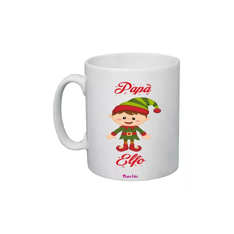 tazza 8x10 ceramica scritta papa' elfo regalo idea festa natale famiglia