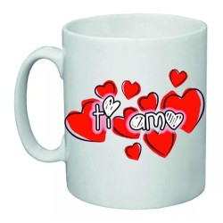 tazza 8x10 ceramica scritta ti amo cuore cuori rossi idea regalo san valentino