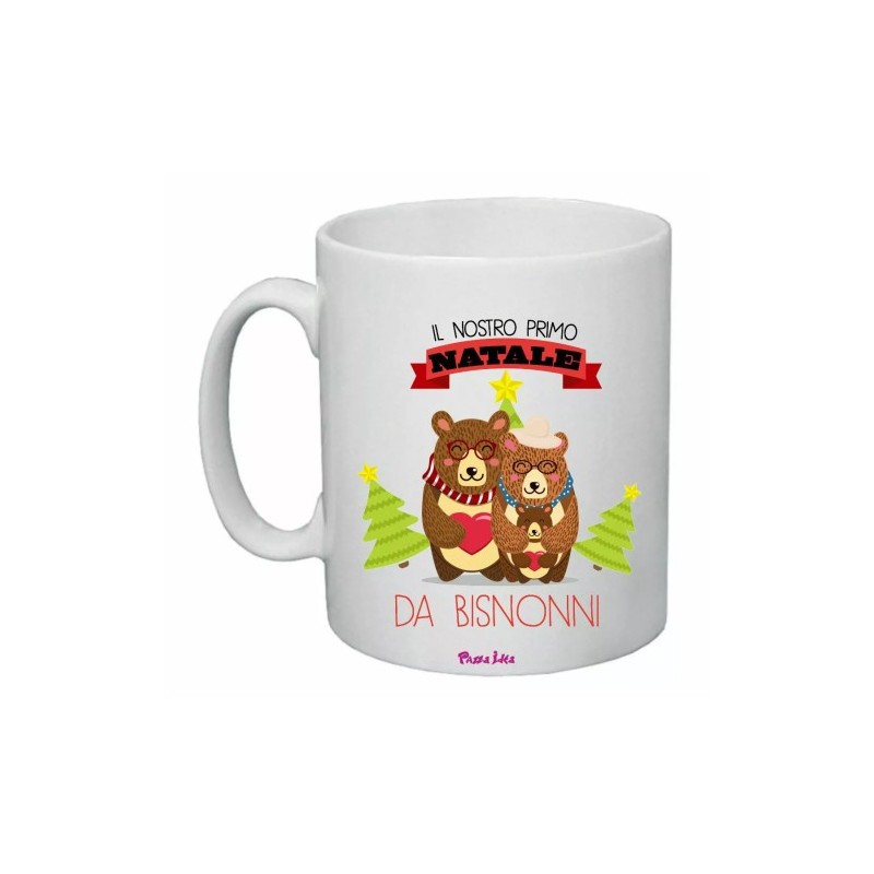 tazza 8x10 cm ceramica scritta il nostro primo natale da bisnonni regalo nonni