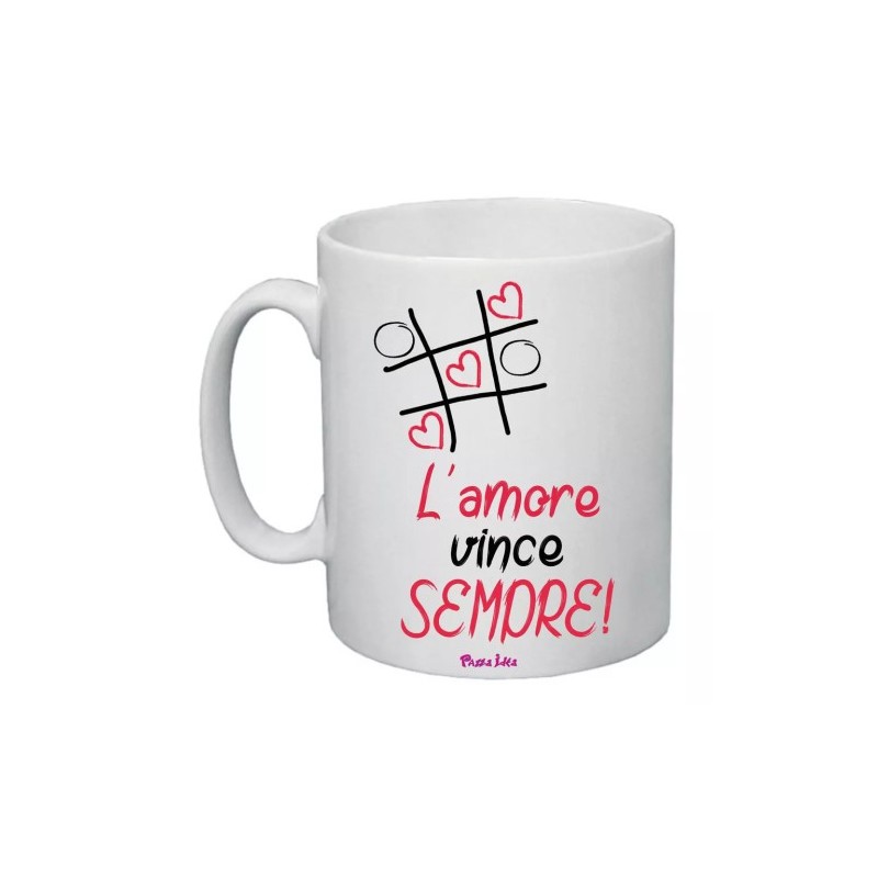 tazza 8x10 scritta l'amore vince sempre idea regalo san valentino uomo donna