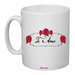 tazza 8x10 scritta ti amo amore rose festa innamorati regalo uomo donna