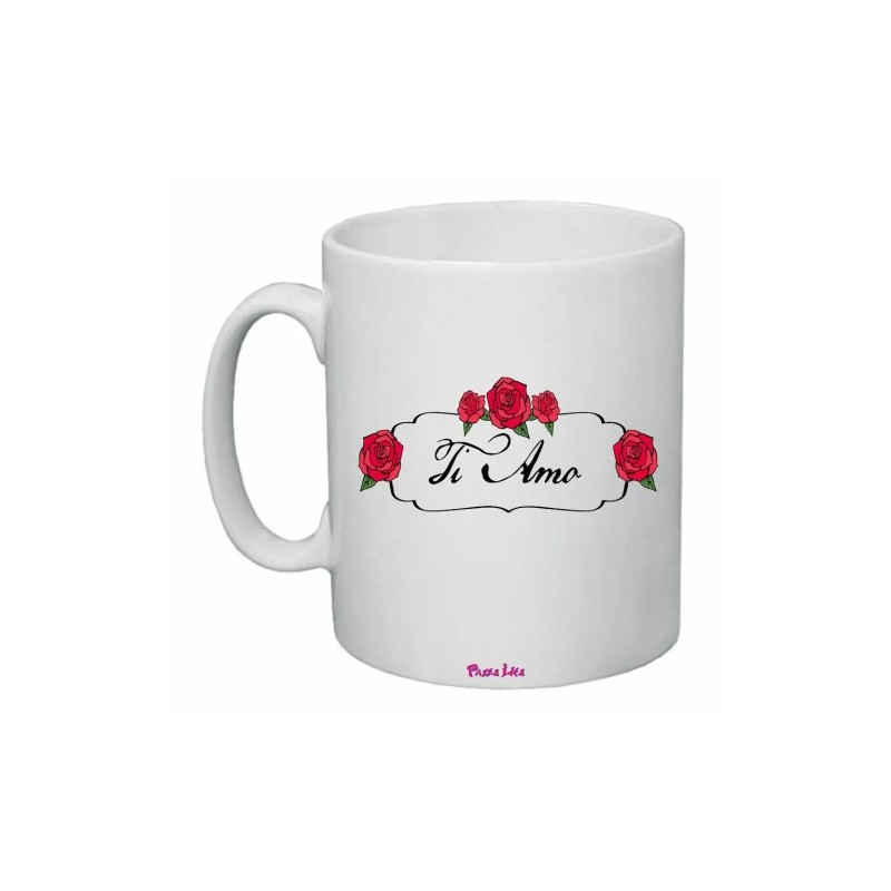 tazza 8x10 scritta ti amo amore rose festa innamorati regalo uomo donna