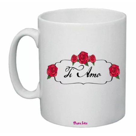 tazza 8x10 scritta ti amo amore rose festa innamorati regalo uomo donna