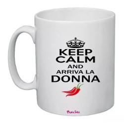 tazza ceramica 8x10 scritta keep calm and arriva donna regalo festa della donna