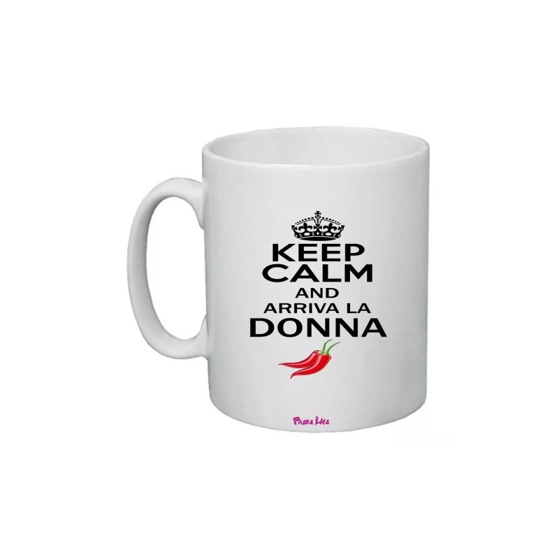 tazza ceramica 8x10 scritta keep calm and arriva donna regalo festa della donna