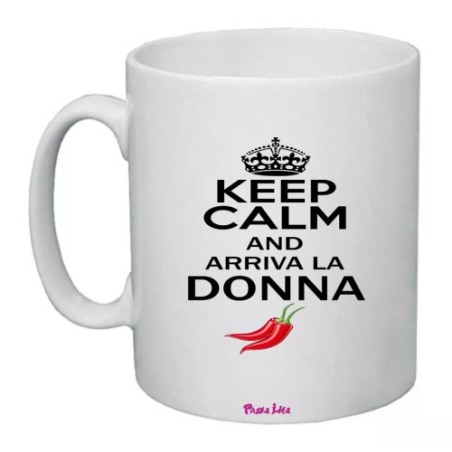 tazza ceramica 8x10 scritta keep calm and arriva donna regalo festa della donna