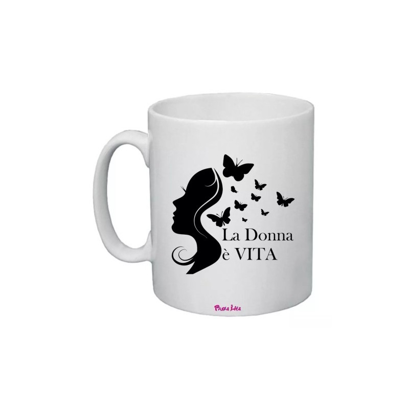 tazza in ceramica 8x10 scritta la donna e vita regalo festa della donna amore