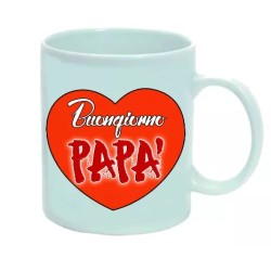 tazza mug 8 x 10 cm con scritta BUONGIORNO PAPA' auguri festa compleanno
