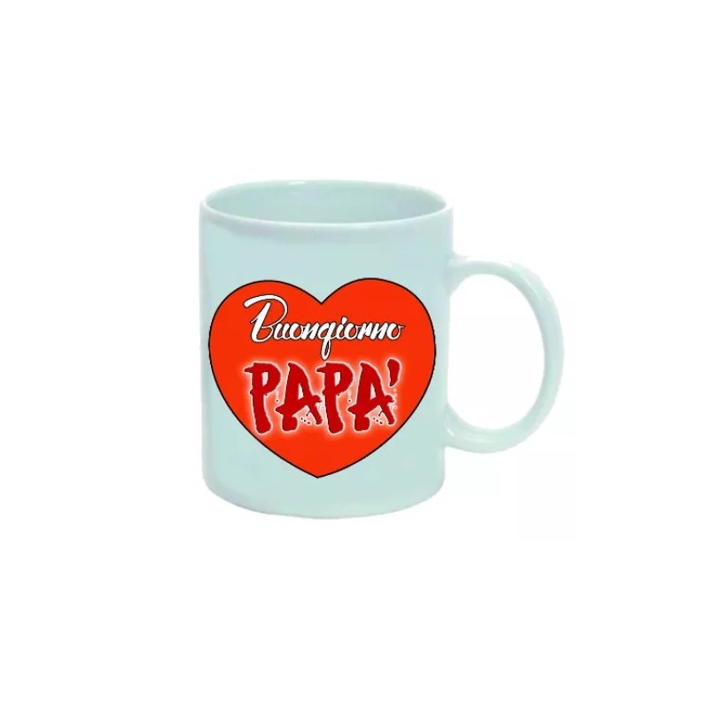 tazza mug 8 x 10 cm con scritta BUONGIORNO PAPA' auguri festa compleanno