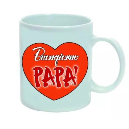 tazza mug 8 x 10 cm con scritta BUONGIORNO PAPA' auguri festa compleanno