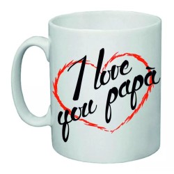 tazza mug 8 x 10 cm con scritta i love you papa' auguri festa compleanno