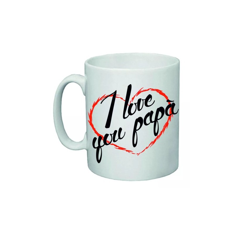 tazza mug 8 x 10 cm con scritta i love you papa' auguri festa compleanno