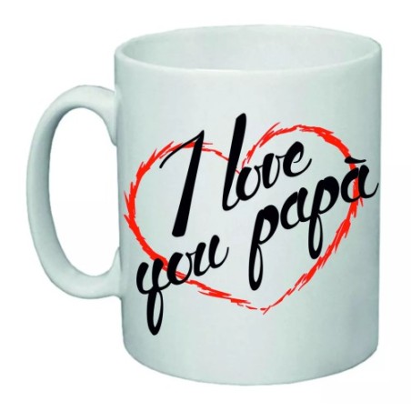 tazza mug 8 x 10 cm con scritta i love you papa' auguri festa compleanno