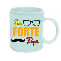 tazza mug 8 x 10 cm con scritta SEI FORTE PAPA' auguri festa compleanno