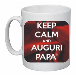tazza mug 8 x 10 cm scritta keep calm auguri papa' auguri festa compleanno