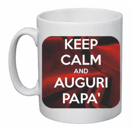 tazza mug 8 x 10 cm scritta keep calm auguri papa' auguri festa compleanno