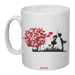 tazza mug 8x10 ceramica disegno albero cuori festa innamorati regalo uomo donna