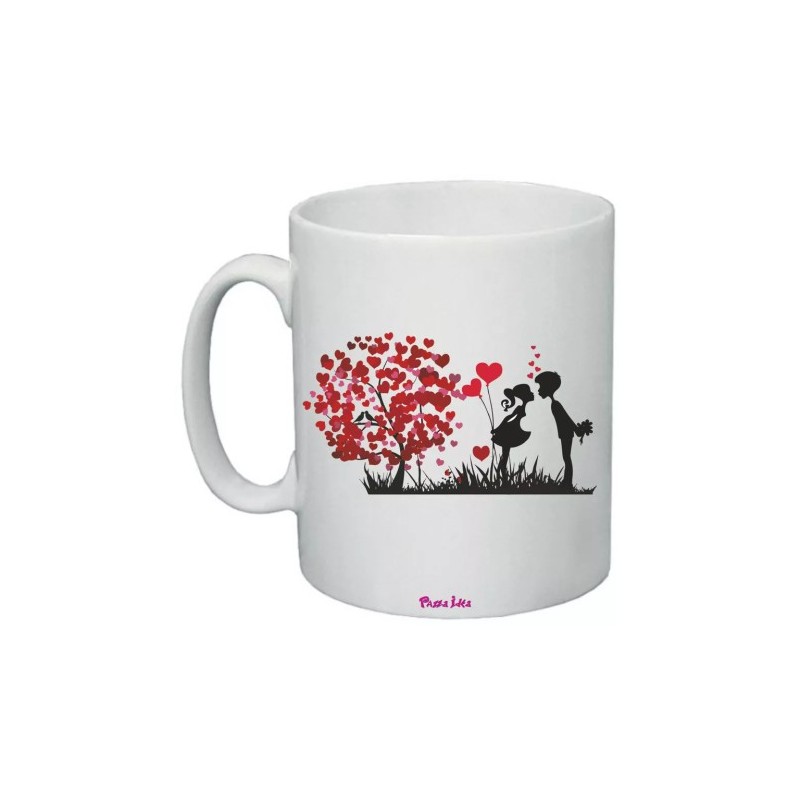 tazza mug 8x10 ceramica disegno albero cuori festa innamorati regalo uomo donna