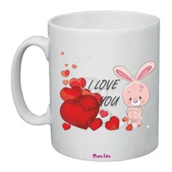 tazza mug 8x10 ceramica disegno coniglio cuori love you festa innamorati regalo