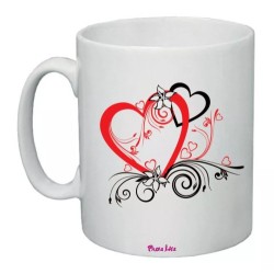 tazza mug 8x10 ceramica disegno cuori rosso nero festa innamorati regalo