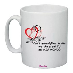 tazza mug 8x10 ceramica disegno cuori scritta ci sei tu festa innamorati regalo