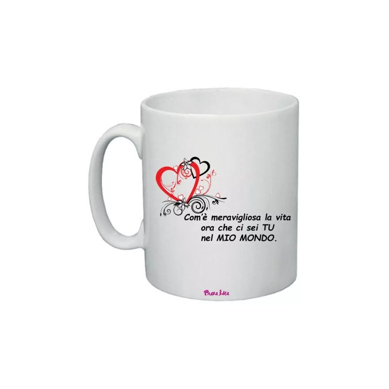tazza mug 8x10 ceramica disegno cuori scritta ci sei tu festa innamorati regalo