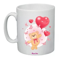 tazza mug 8x10 ceramica disegno orsetto cuori farfalla festa innamorati regalo