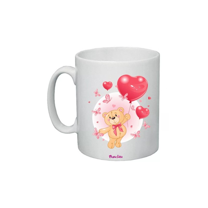 tazza mug 8x10 ceramica disegno orsetto cuori farfalla festa innamorati regalo