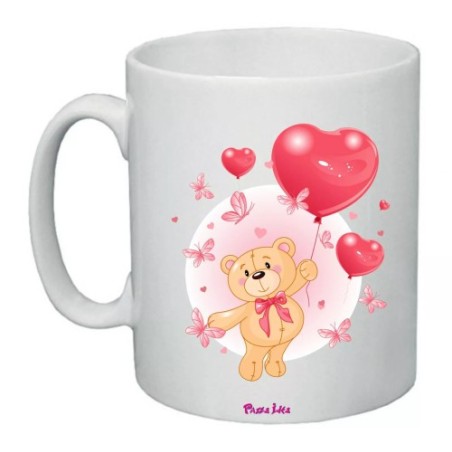 tazza mug 8x10 ceramica disegno orsetto cuori farfalla festa innamorati regalo
