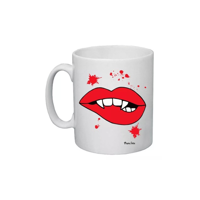 tazza mug 8x10 cm con disegno bocca rossa idea regalo