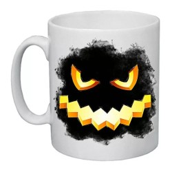 tazza mug 8x10 cm disegno zucca nera halloween idea regalo scherzo