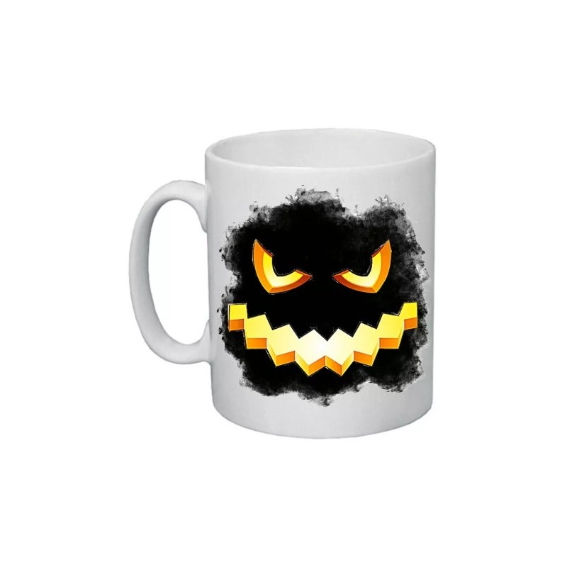 tazza mug 8x10 cm disegno zucca nera halloween idea regalo scherzo