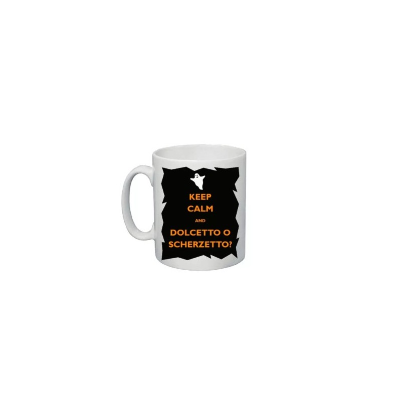 tazza mug 8x10 cm scritta keep calm dolcetto e scherzetto idea regalo halloween