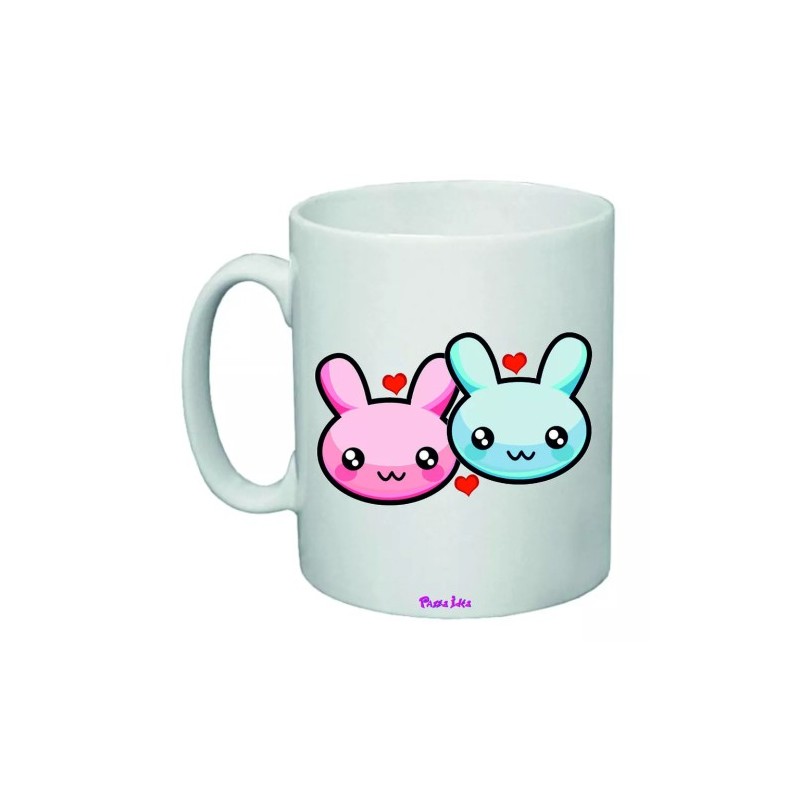 tazza mug 8x10 disegno coniglietti cuore idea regalo san valentino amore
