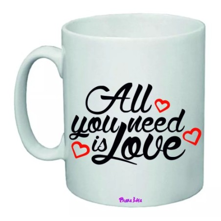 tazza mug 8x10 scritta all you need is love idea regalo san valentino amore