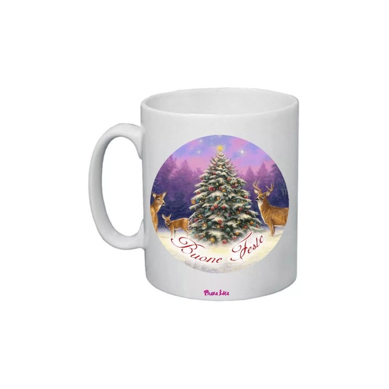 tazza mug 8x10 scritta buone feste albero di natale idea regalo natale