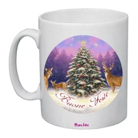 tazza mug 8x10 scritta buone feste albero di natale idea regalo natale