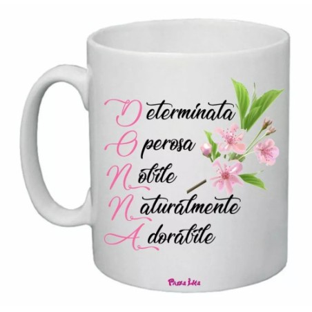 tazza mug 8x10 scritta donna determinata .. idea regalo festa della donna